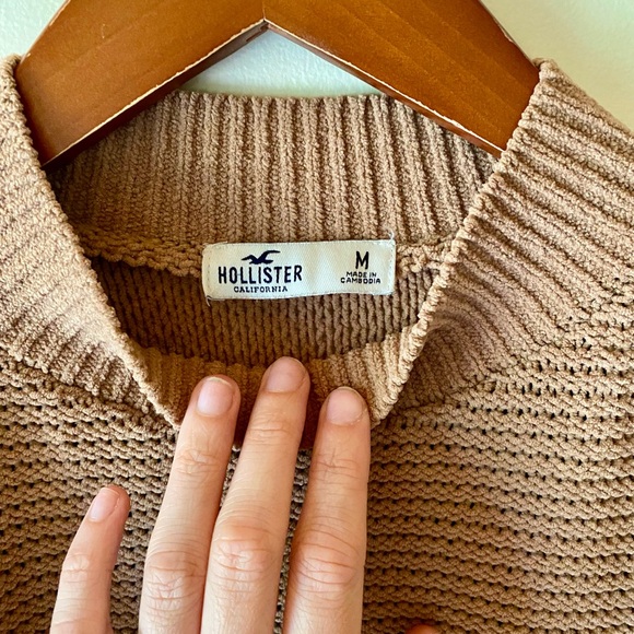 Hollister Mockneck Knitted Waffle Sweater - Camel - Picture 4 of 8